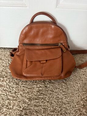 Fossil Leather Convertible Backpack Purse - Brown